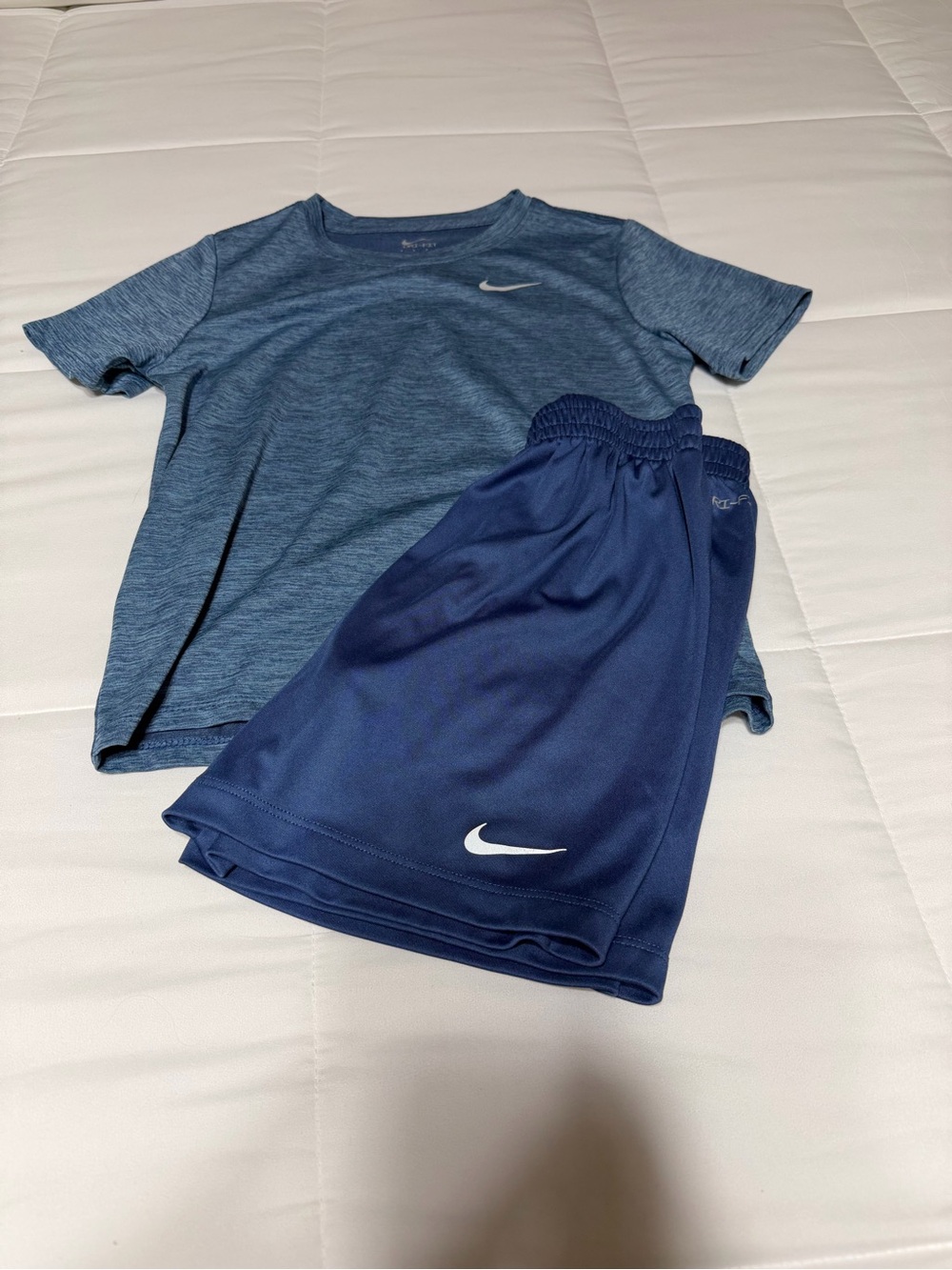 Nike Boys' Athletic Tee and Shorts Set - Heather Blue & Navy